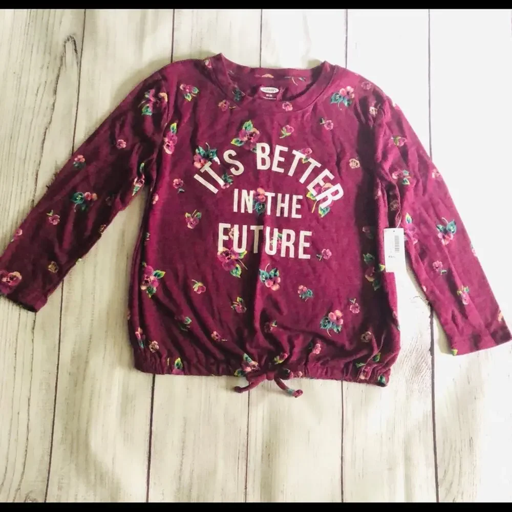 Old Navy Girl’s Maroon Floral Blouse Sz XS (5)